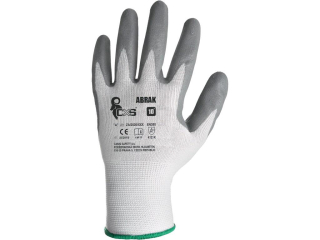 Povrstvené rukavice ABRAK, bílo-šedé (vel. 09)